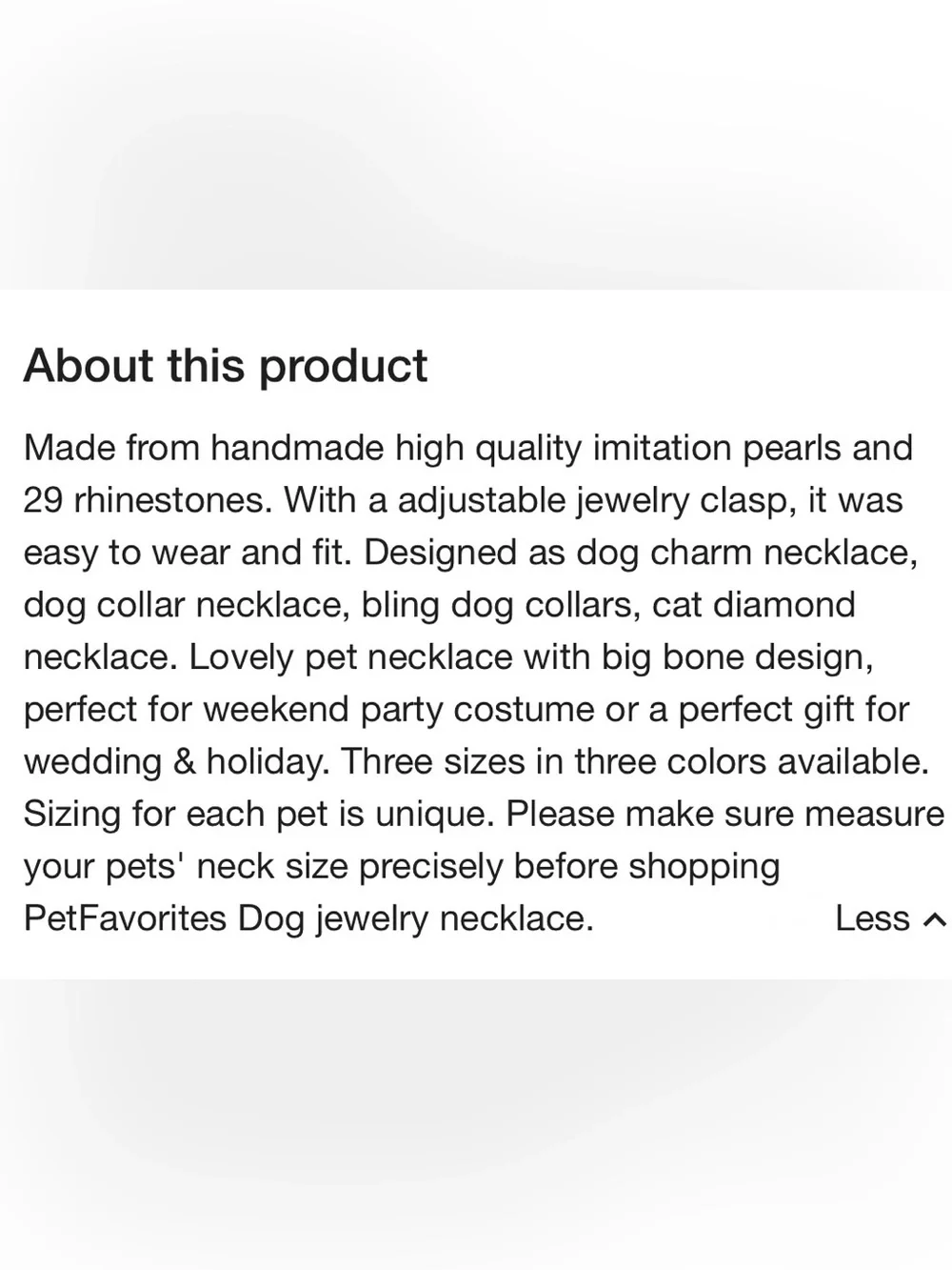 PetFavorites Couture Designer Pink Pearl & Rhinestone Pet Necklace